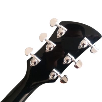 Custom Nova Left Handed Jetglo Black 325 Gold Pickguard Lennon 6 String Guitar Bigsby Tremolo - Image 8