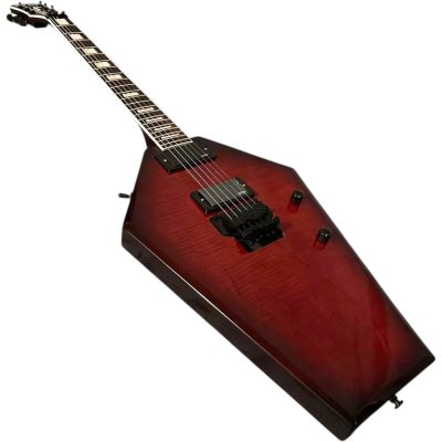 Custom Crown Coffin Cherry Sunburst Flame Maple Top Floyd Rose Tremolo Guitar - Image 6