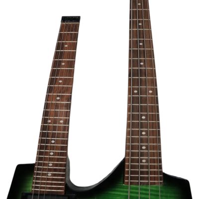 Custom Diplomat Green Flamed Maple Top Double Neck Headless 4 String Bass Neck 6 String Guitar Neck - Image 6