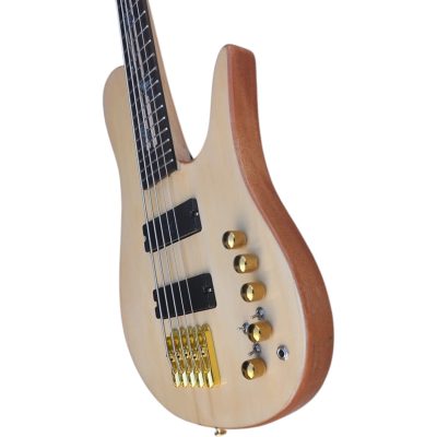 Custom Solis Imperial Single Cutaway Elite Bona Natural Abalone Flower Fretboard Inlay Body 5 String Bass - Image 3