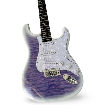 Custom Regent MIJ Hybrid Jimi Purple Burst Quilted Maple Guitar - Image 3