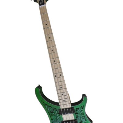 Custom Nova Lemmy Kilmister 4004 Green Finish Natural Hand Carved Oak Leaf 4 String Bass - Image 7