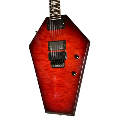 Custom Crown Coffin Cherry Sunburst Flame Maple Top Floyd Rose Tremolo Guitar