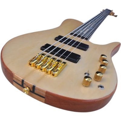 Custom Solis Imperial Single Cutaway Elite Bona Natural Abalone Flower Fretboard Inlay Body 5 String Bass - Image 2