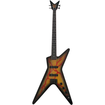 Custom Tempest V Shaped Headstock 4 String Bass Dimebag Red Lightning Finish Flying V - Image 2