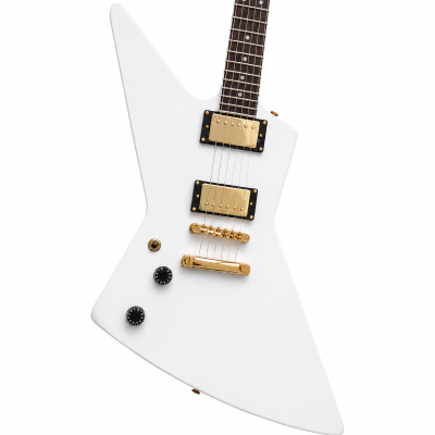 Custom Crown Arctic White Modernistic Explorer 6 String Electric Guitar