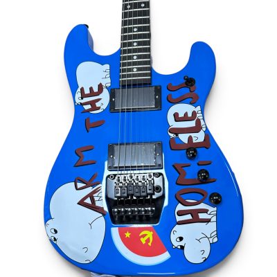 Custom Cinder Arm The Homeless Tom Morello Blue Tremolo Electric Guitar Black Neck Finish