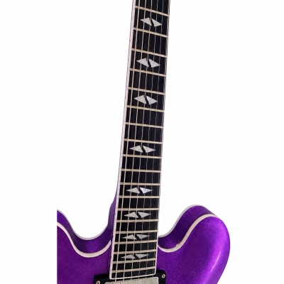 Custom Crown DG335 Dave Grohl Metallic Purple Diamond Guitar Black Pickup Rings - Image 3