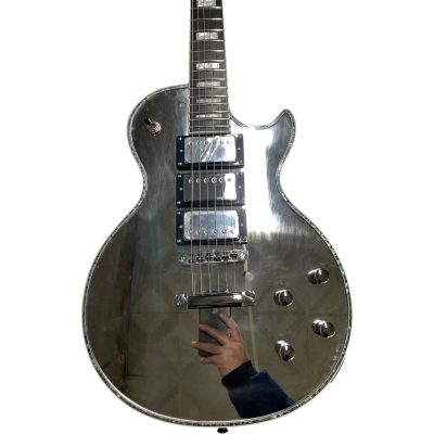 Custom Crown Special Full Chrome Mirror Abalone Shell Purfling Binding 3 Pickups Guitar
