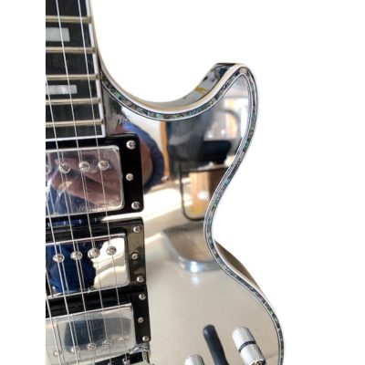 Custom Crown Special Full Chrome Mirror Abalone Shell Purfling Binding 3 Pickups Guitar - Image 2