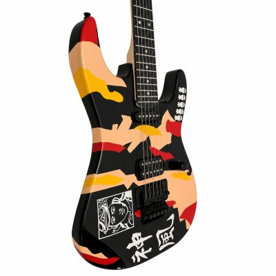 Custom Obsidian George Lynch Peach Beige Kamikaze Floyd Rose Tremolo Kanji Electric Guitar - Image 3