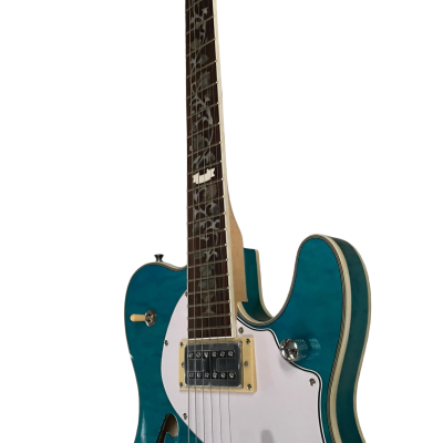 Custom Regent Thinline Fhole Bigsby Quilted Translucent Blue Burst Quilted Maple Guitar - Image 7