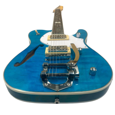 Custom Regent Thinline Fhole Bigsby Quilted Translucent Blue Burst Quilted Maple Guitar