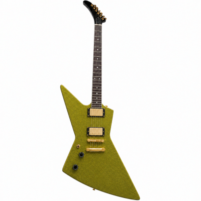 Custom Crown Olive Green Sparkle Dust Modernistic Explorer 6 String Electric Guitar - Image 6