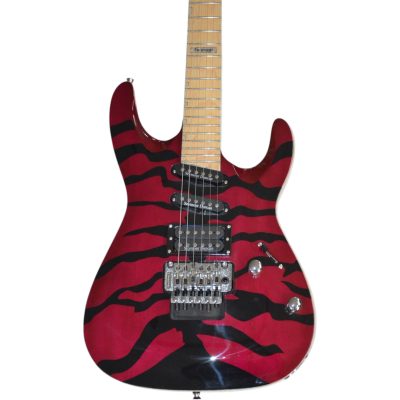 Custom Obsidian Lynch Floyd Rose Tremolo Red Sunburst Tiger Guitar