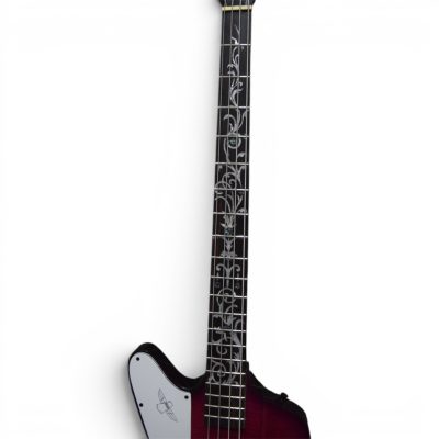 Custom Crown Thunderbird Translucent Magenta Burst 4 String Bass Vine Floral Fretboard Inlay - Image 5