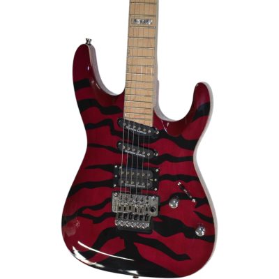 Custom Obsidian Lynch Floyd Rose Tremolo Red Sunburst Tiger Guitar - Image 5