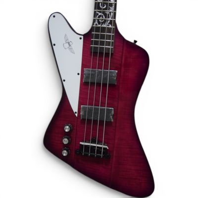 Custom Crown Thunderbird Translucent Magenta Burst 4 String Bass Vine Floral Fretboard Inlay