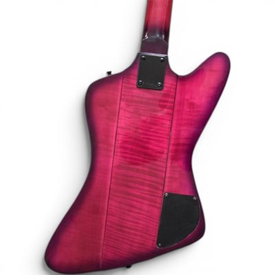 Custom Crown Thunderbird Translucent Magenta Burst 4 String Bass Vine Floral Fretboard Inlay - Image 2