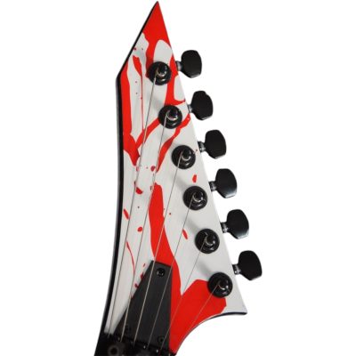 Custom Obsidian Flying V Snow White Dripping Blood Graphic Jacobs Floyd Rose Tremolo Guitar - Image 4