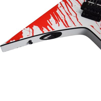 Custom Obsidian Flying V Snow White Dripping Blood Graphic Jacobs Floyd Rose Tremolo Guitar - Image 8
