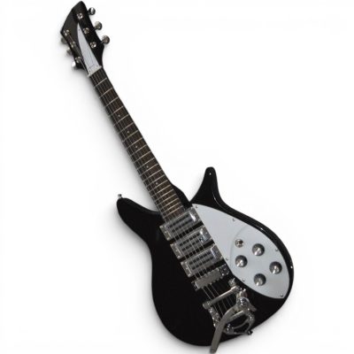 Custom Nova Jetglo Black 325 21 Inch Lennon 6 String Guitar Bigsby Tremolo - Image 2