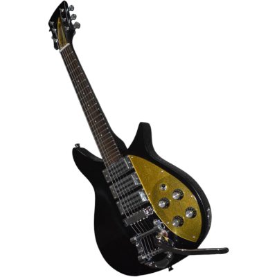 Custom Nova Jetglo Black 325 Gold Pickguard Lennon 6 String Guitar Bigsby Tremolo - Image 2