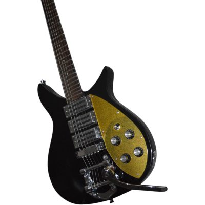Custom Nova Jetglo Black 325 Gold Pickguard Lennon 6 String Guitar Bigsby Tremolo