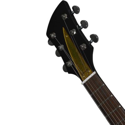 Custom Nova Jetglo Black 325 Gold Pickguard Lennon 6 String Guitar Bigsby Tremolo - Image 4