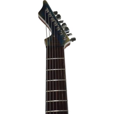 Custom Topaz Black Machine Turquoise Iris Burst 7 String Guitar Birdseye - Image 4