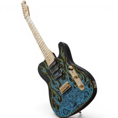 Custom Regent Blue Paisley Flames James Burton Guitar 3 Pickups - Image 5