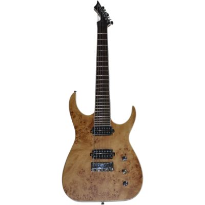 Custom Topaz Black Machine Natural Birdseye 7 String Guitar - Image 8