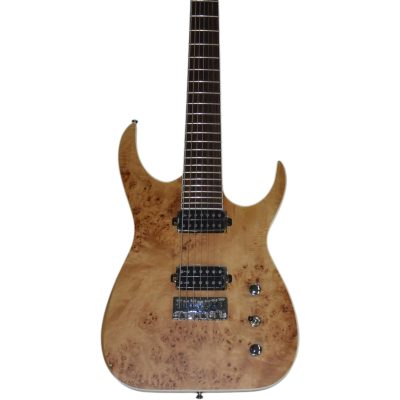 Custom Topaz Black Machine Natural Birdseye 7 String Guitar