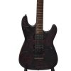 Custom Obsidian Carved Skull Floyd Rose Tremolo Kirk Distressed Burned Natural Wood Red Charcoal Wash Guitar