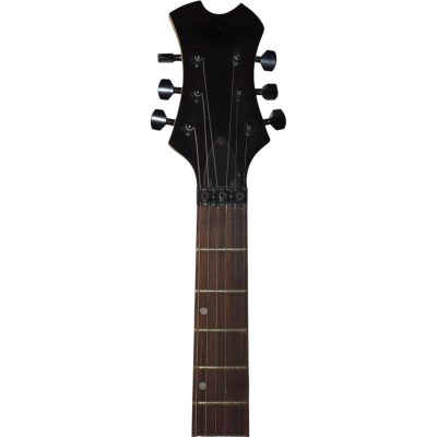 Custom Obsidian Carved Skull Floyd Rose Tremolo Kirk Distressed Burned Natural Wood Red Charcoal Wash Guitar - Image 4