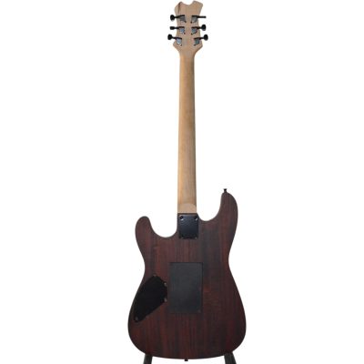 Custom Obsidian Carved Skull Floyd Rose Tremolo Kirk Distressed Burned Natural Wood Red Charcoal Wash Guitar - Image 5