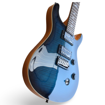 Custom Monarch 24 Faded Blue Burst SE Santana Flamed Maple Top Electric Guitar - Image 3