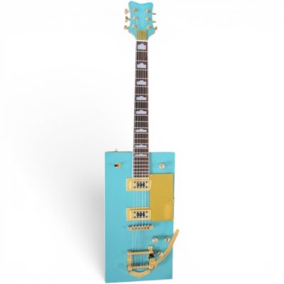Custom Sovereign Bigsby Bo Diddley Teal Green Gold Pickguard Guitar - Image 3