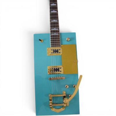 Custom Sovereign Bigsby Bo Diddley Teal Green Gold Pickguard Guitar