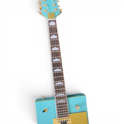 Custom Sovereign Bigsby Bo Diddley Teal Green Gold Pickguard Guitar - Image 5