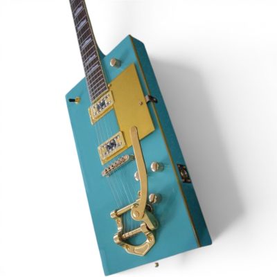 Custom Sovereign Bigsby Bo Diddley Teal Green Gold Pickguard Guitar - Image 7