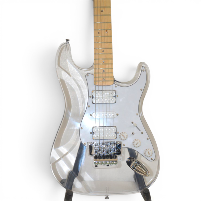 Custom Regent Plexiglass Acrylic Lucite Integrated Blue LED Illumination Guitar Maple Fretboard - Image 3