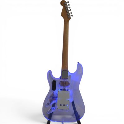 Custom Regent Plexiglass Acrylic Lucite Integrated Blue LED Illumination Guitar Maple Fretboard - Image 8