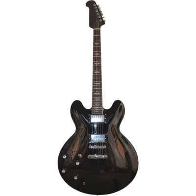 Custom Crown DG335 Dave Grohl Gloss Black Diamond Holes Guitar - Image 2