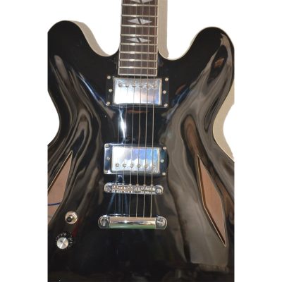 Custom Crown DG335 Dave Grohl Gloss Black Diamond Holes Guitar - Image 5