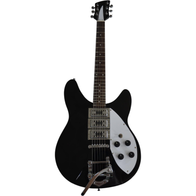 Custom Nova Jetglo Black 360 6 String Bigsby 3 Pickups Guitar - Image 4