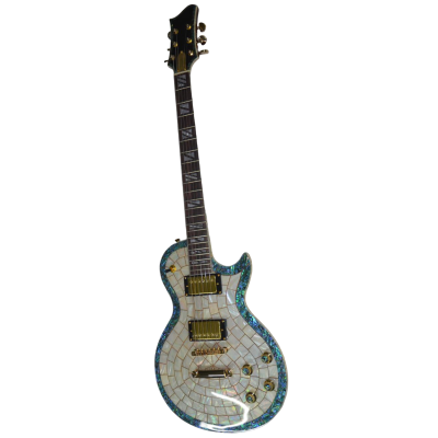 Custom Topaz Ronnie Wood CS24PF Natural Mosaic Pearl And Blue Green Abalone Guitar - Image 2