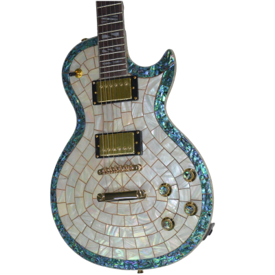 Custom Topaz Ronnie Wood CS24PF Natural Mosaic Pearl And Blue Green Abalone Guitar