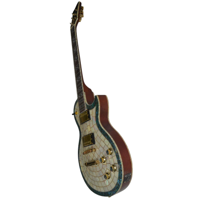 Custom Topaz Ronnie Wood CS24PF Natural Mosaic Pearl And Blue Green Abalone Guitar - Image 5