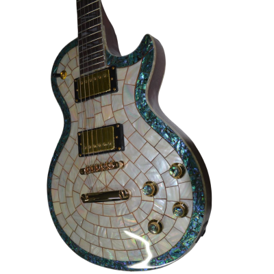 Custom Topaz Ronnie Wood CS24PF Natural Mosaic Pearl And Blue Green Abalone Guitar - Image 6